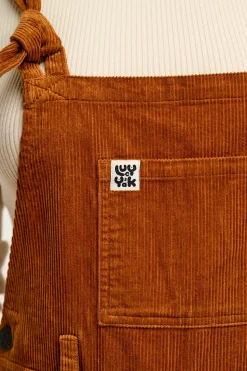Lucy & Yak Easton - Corduroy Dungarees in Caramel Brown Online