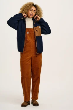 Lucy & Yak Easton - Corduroy Dungarees in Caramel Brown Online