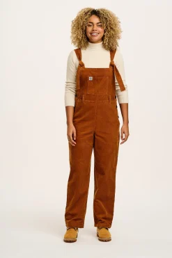 Lucy & Yak Easton - Corduroy Dungarees in Caramel Brown Online