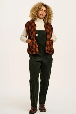Lucy & Yak Easton - Corduroy Dungarees in Dark Olive Green Online