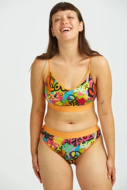 Lucy & Yak Fleur - Cotton & Bamboo Thong in Graffiti Print Sale