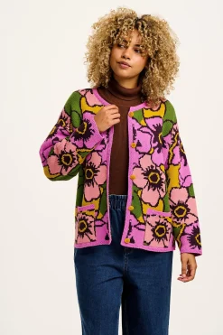 Lucy & Yak Frederika - Cardigan in Purple Poppies Print Outlet