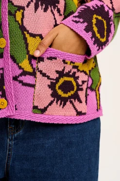 Lucy & Yak Frederika - Cardigan in Purple Poppies Print Outlet