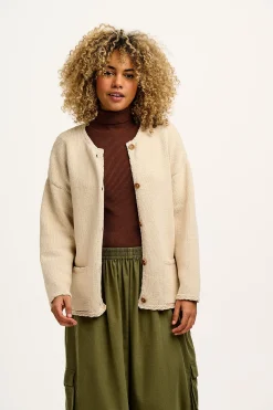 Lucy & Yak Frederika - Heavy Knit Cardigan in Frappe Cream Online