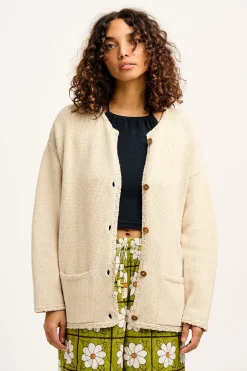 Lucy & Yak Frederika - Heavy Knit Cardigan in Frappe Cream Online