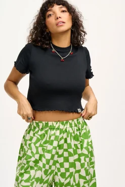 Lucy & Yak Greta - Cropped Cotton Top in Black Fashion