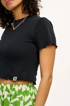Lucy & Yak Greta - Cropped Cotton Top in Black Fashion