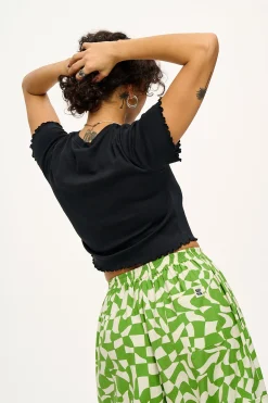 Lucy & Yak Greta - Cropped Cotton Top in Black Fashion
