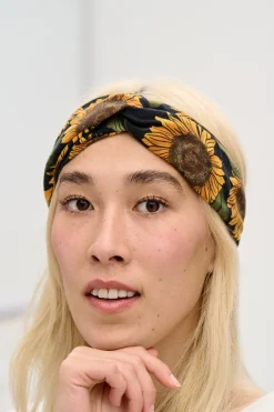 Lucy & Yak Hallie - Twist Top Cotton Headband in Sunflower Print Sale
