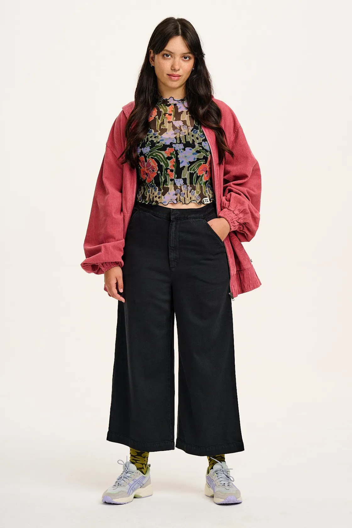 Lucy & Yak Halston - Wide leg Cotton & Hemp Trousers in Black Clearance