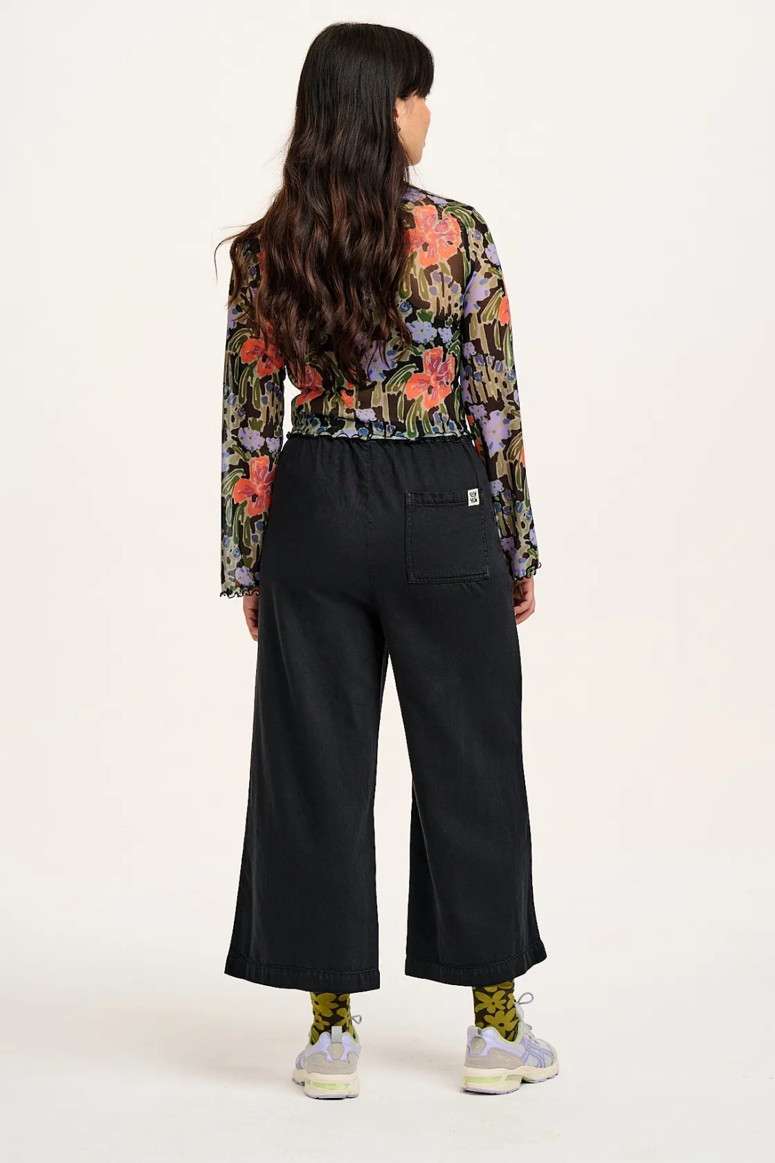 Lucy & Yak Halston - Wide leg Cotton & Hemp Trousers in Black Clearance