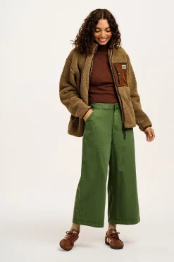 Lucy & Yak Halston - Wide leg Cotton & Hemp Trousers in Highland Green Hot