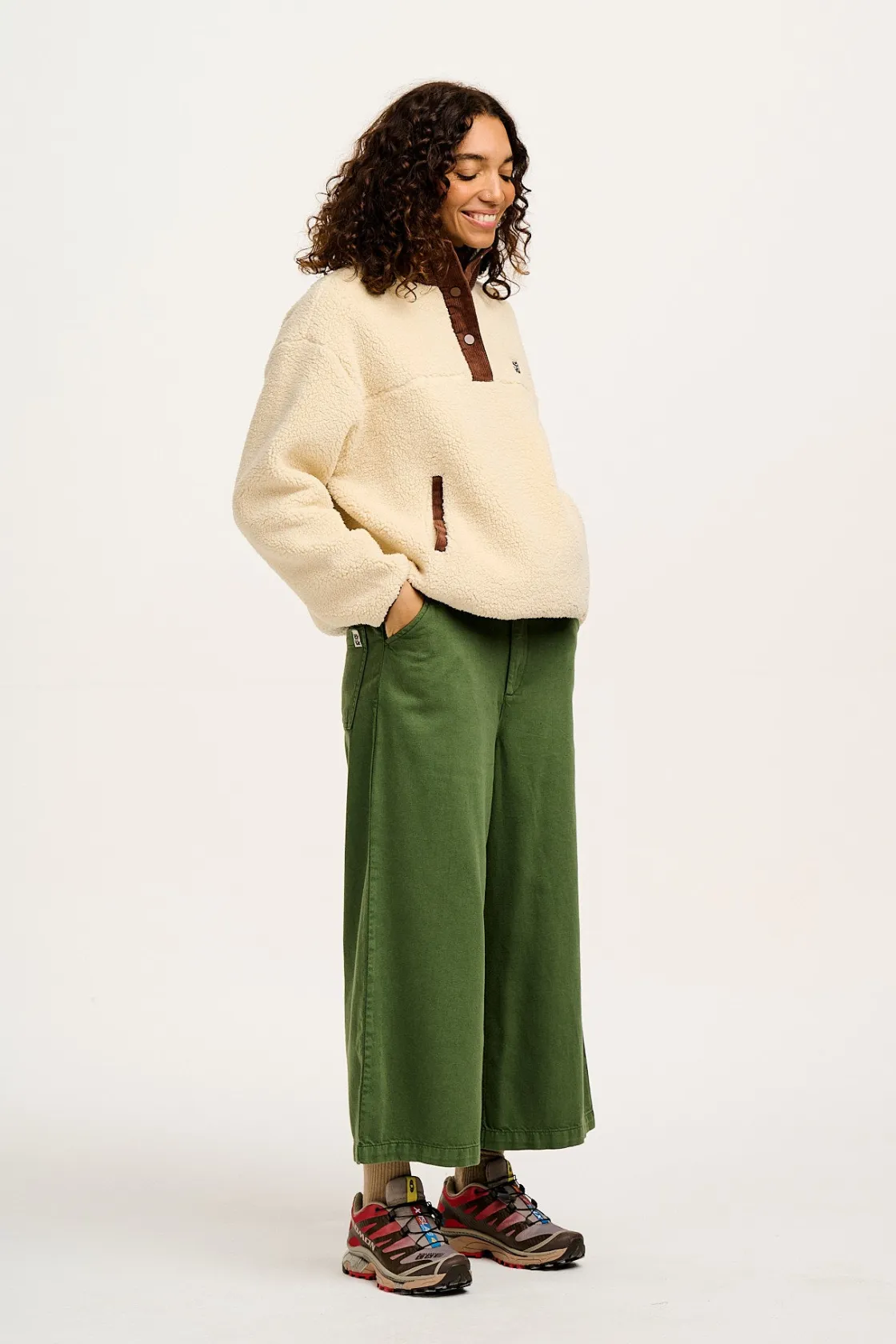 Lucy & Yak Halston - Wide leg Cotton & Hemp Trousers in Highland Green Hot