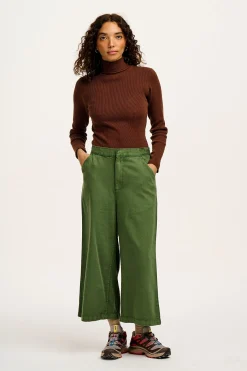 Lucy & Yak Halston - Wide leg Cotton & Hemp Trousers in Highland Green Hot