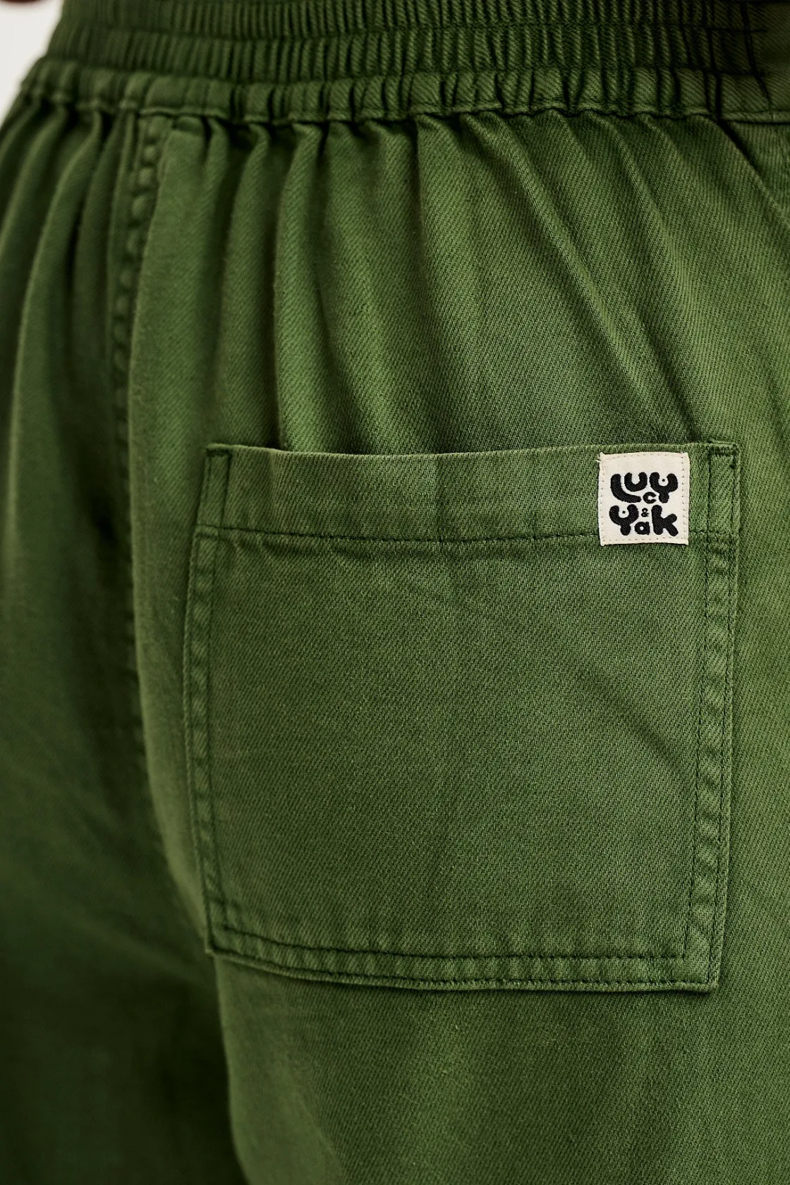 Lucy & Yak Halston - Wide leg Cotton & Hemp Trousers in Highland Green Hot