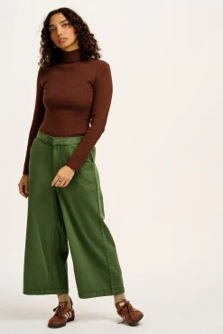 Lucy & Yak Halston - Wide leg Cotton & Hemp Trousers in Highland Green Hot