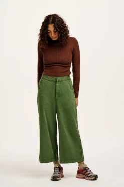 Lucy & Yak Halston - Wide leg Cotton & Hemp Trousers in Highland Green Hot