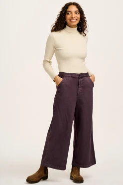Lucy & Yak Halston - Wide leg Cotton & Hemp Trousers in Plum Perfect Purple Discount