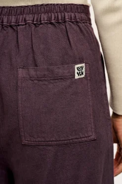 Lucy & Yak Halston - Wide leg Cotton & Hemp Trousers in Plum Perfect Purple Discount