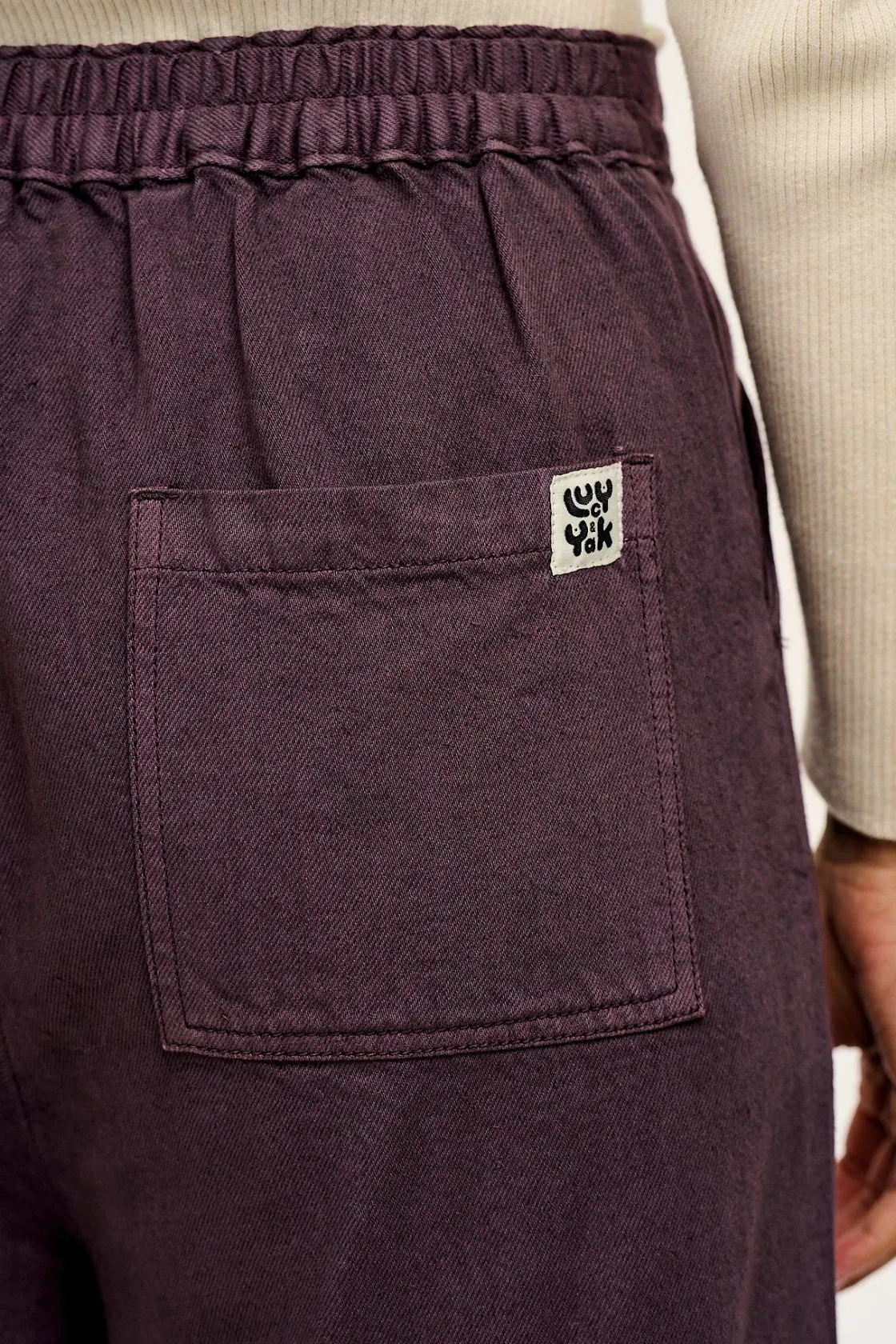 Lucy & Yak Halston - Wide leg Cotton & Hemp Trousers in Plum Perfect Purple Discount