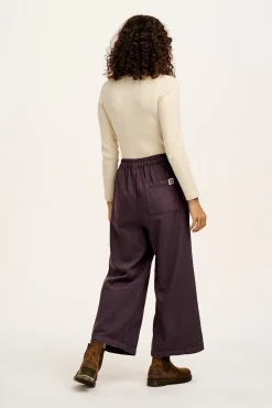 Lucy & Yak Halston - Wide leg Cotton & Hemp Trousers in Plum Perfect Purple Discount