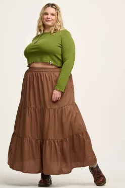 Lucy & Yak Hansel - Long Sleeve Cotton Top in Pesto Green Online