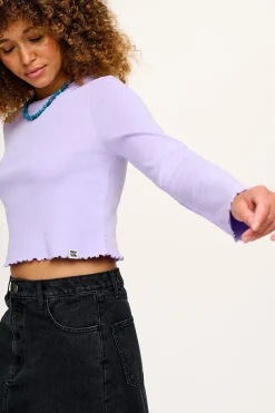 Lucy & Yak Hansel - Long Sleeve Cotton Top in Lilac Discount