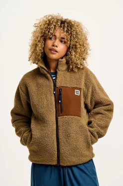 Lucy & Yak Harper - Borg Fleece Jacket in Mocha Chocca Latte Brown Sale