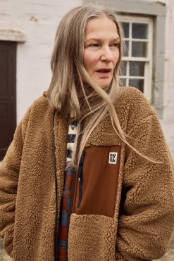 Lucy & Yak Harper - Borg Fleece Jacket in Mocha Chocca Latte Brown Sale