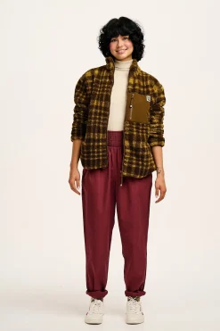 Lucy & Yak Harper - Borg Fleece Jacket in Brown Cher Check Clearance