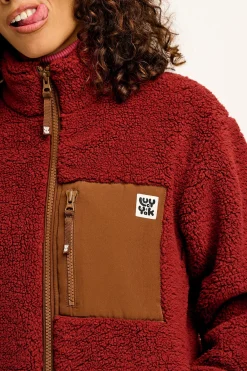 Lucy & Yak Harper - Borg Fleece Jacket in Jasper Red Fashion