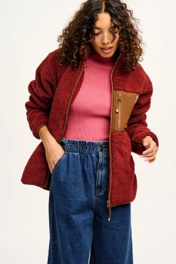 Lucy & Yak Harper - Borg Fleece Jacket in Jasper Red Fashion