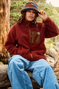 Lucy & Yak Harper - Borg Fleece Jacket in Jasper Red Fashion