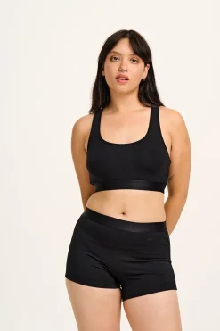 Lucy & Yak Iona - Racer Back Cotton & Bamboo Crop Top in Black Fashion