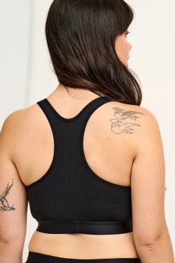 Lucy & Yak Iona - Racer Back Cotton & Bamboo Crop Top in Black Fashion