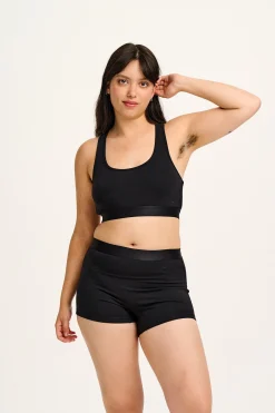 Lucy & Yak Iona - Racer Back Cotton & Bamboo Crop Top in Black Fashion