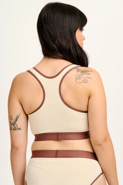 Lucy & Yak Iona - Racer Back Cotton & Bamboo Crop Top in Ecru Hot