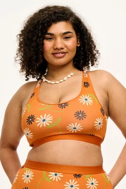 Lucy & Yak Iona - Racer Back Cotton & Bamboo Crop Top in Veronica Print New