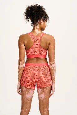 Lucy & Yak Iona - Racer Back Cotton & Bamboo Crop Top in Pink Check Rosalind Print Best