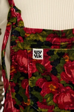 Lucy & Yak Jenny - Wide Leg Corduroy Dungarees in Rosetta Print New
