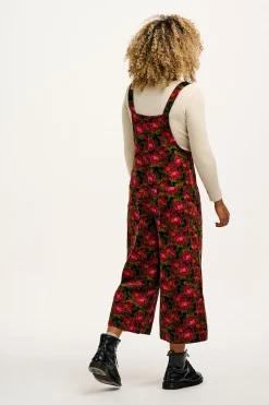 Lucy & Yak Jenny - Wide Leg Corduroy Dungarees in Rosetta Print New