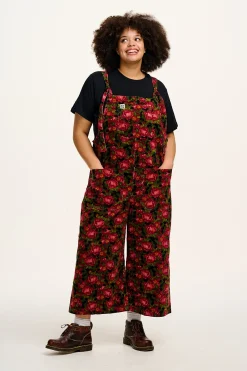 Lucy & Yak Jenny - Wide Leg Corduroy Dungarees in Rosetta Print New