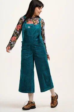 Lucy & Yak Jenny - Wide Leg Corduroy Dungarees in Teal Fashion