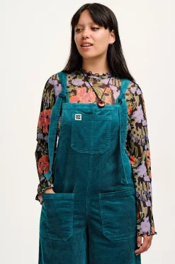 Lucy & Yak Jenny - Wide Leg Corduroy Dungarees in Teal Fashion