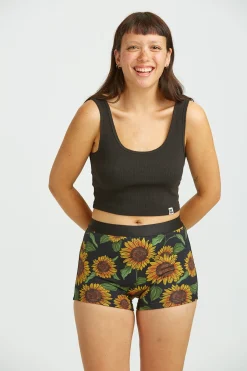 Lucy & Yak Joey - Cotton & Bamboo Boxer Shorts in Sunflower Print New