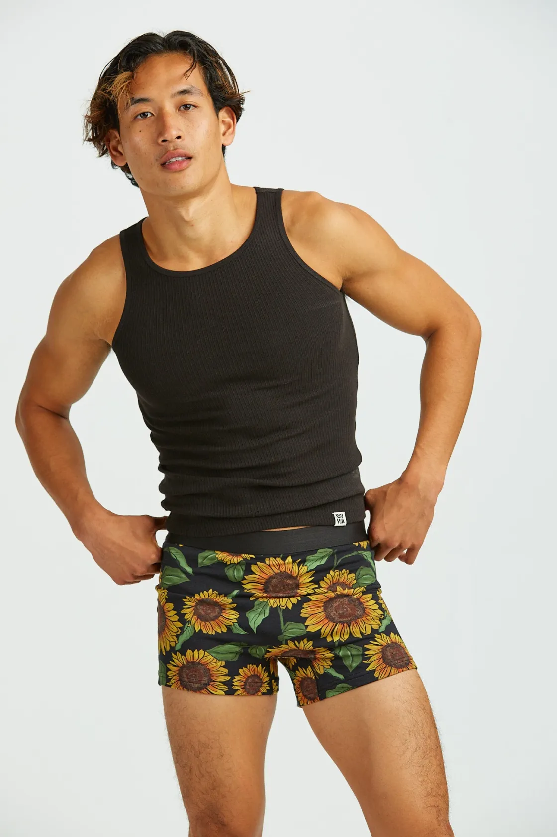Lucy & Yak Joey - Cotton & Bamboo Boxer Shorts in Sunflower Print New