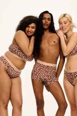 Lucy & Yak Joey - Cotton & Bamboo Boxer Shorts in Amara Grid Print Hot