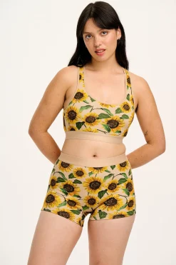 Lucy & Yak Joey - Cotton & Bamboo Boxer Shorts in Cream Sunflower Print Discount