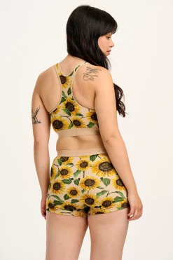 Lucy & Yak Joey - Cotton & Bamboo Boxer Shorts in Cream Sunflower Print Discount