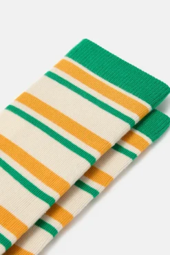 Lucy & Yak JoJo - Cotton Socks in Green & Yellow Stripe Hot